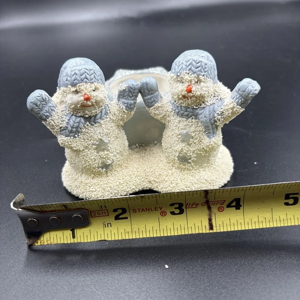 Vtg‎ Christmas Snowman Buddies Star Candle  Sparkling Holder Holiday Decor